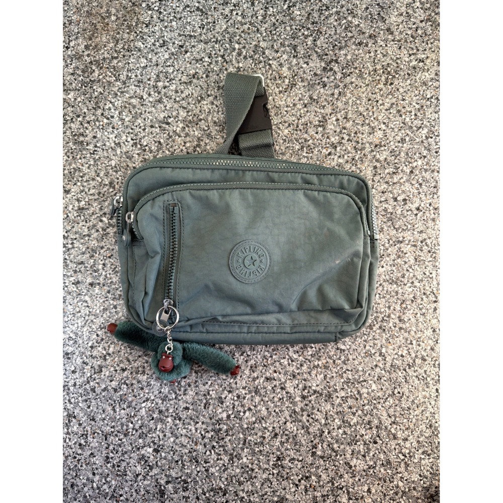 Kipling Presto Up Fanny Pack Sage Green Nylon Waist Bag KIB9F5-0FE Monkey Charm